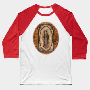 Our Lady of Guadalupe Virgin Mary Wood Look Baseball T-Shirt